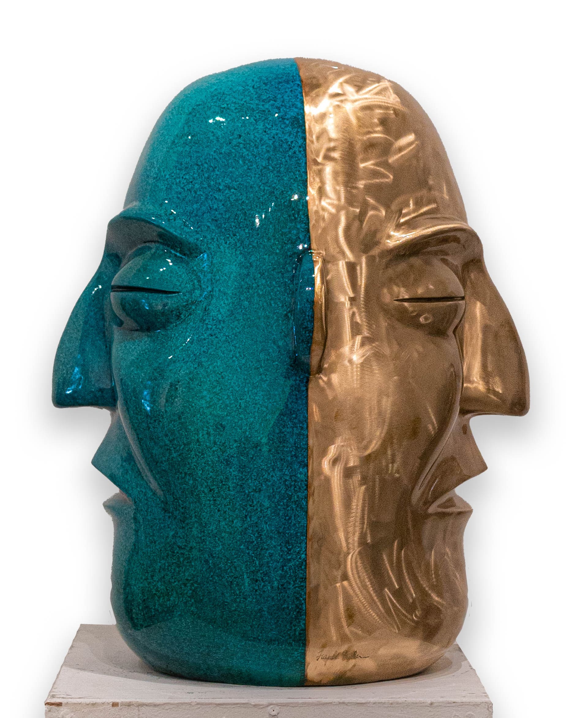 Janis Burnished Bronze-Marbleized Blue - 24"x15"x19" - Bronze